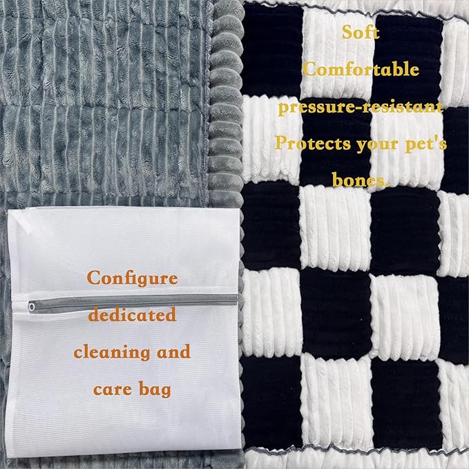 Backseat Pet Bed Mat, 23.62 inch x 51 inch. Anti Slip Pet Travel Dog Bed，Plaid Dog Bed for Car Back Seat, Custom Fit for Backseat Extenders and Seat Covers (Black, 1)