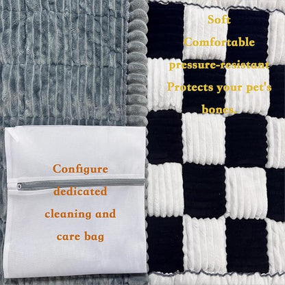 Backseat Pet Bed Mat,Anti Slip Pet Travel Dog Bed，Plaid Dog Bed for Car Back Seat, Custom Fit for Backseat Extenders and Seat Covers (Grey, 1)