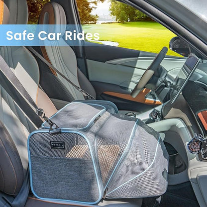 Petsfit Expandable Cat Carrier for 2 Cats Small Dog Carriers, Soft-Sided Portable Washable Pet Travel Carrier with Two Extension for Kittens, Puppies, Rabbits, 19 x 12x 12 inches, Light Grey