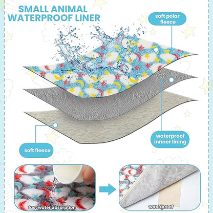 CUSOZWO Guinea Pig Bedding Mat - 3 Pack Waterproof Washable Rat Cage Liner Bedding Accessories Soft Fleece Blankets for Rat, Rabbit, Chinchilla, Hedgehog, Ferret, Hamster, Small Animals