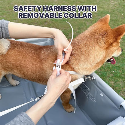 B4 Plus Dog Bathtub Dog Washing Station with Scrubber for Medium Dogs Under 66lbs or Two Small Pets, Foldable Dog Tub for Bathing and Grooming, Portable Collapsible Dog Shower Tub