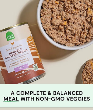 Open Farm Canned Dog Food, Paté for Complete & Balanced Nutrition, Grain-Free and Legume-Free, Harvest Chicken Recipe, 12.5oz Cans (Pack of 12)