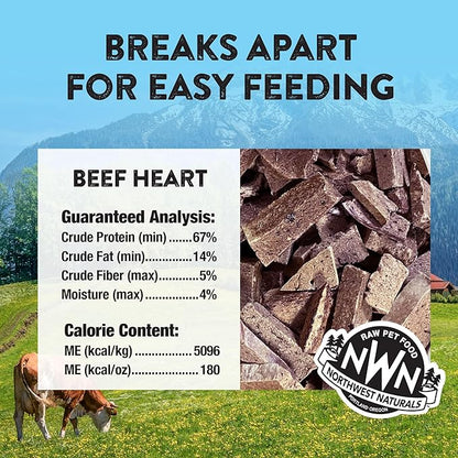 Northwest Naturals Raw Rewards Freeze-Dried Beef Heart Treats for Dogs and Cats - Bite-Sized Pieces - Healthy, 1 Ingredient, Human Grade Ingredients, All Natural, Proudly Made in USA, 3 Oz (Pack of 3)