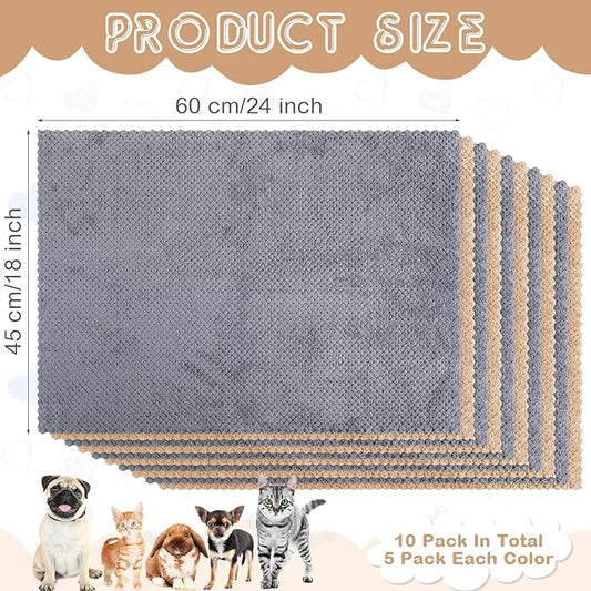 10 Pcs Guinea Pig Cage Liners Washable Rat Bedding for Guinea Pigs Controlling Absorbent Waterproof Pee Pads Blanket for Rabbits Hamster Small Animals Chinchilla(18 x 24 Inch,Gray Coffee)