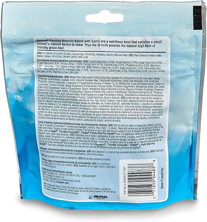 Kaytee Timothy Biscuits Baked Treat for Pet Guinea Pigs, Rabbits & Other Small Animals, Carrot, 4 oz (Pack of 2)