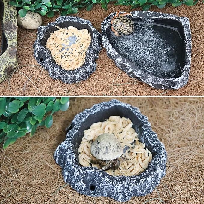 3 Pack Resin Reptile Dish for Food and Water, Hermit Crab Accessories, Hermit Crab Supplies, Hermit Crab Water Bowl, Habitat Accessories for Hermit Crab, Bearded Dragon, Gecko, Tortoise