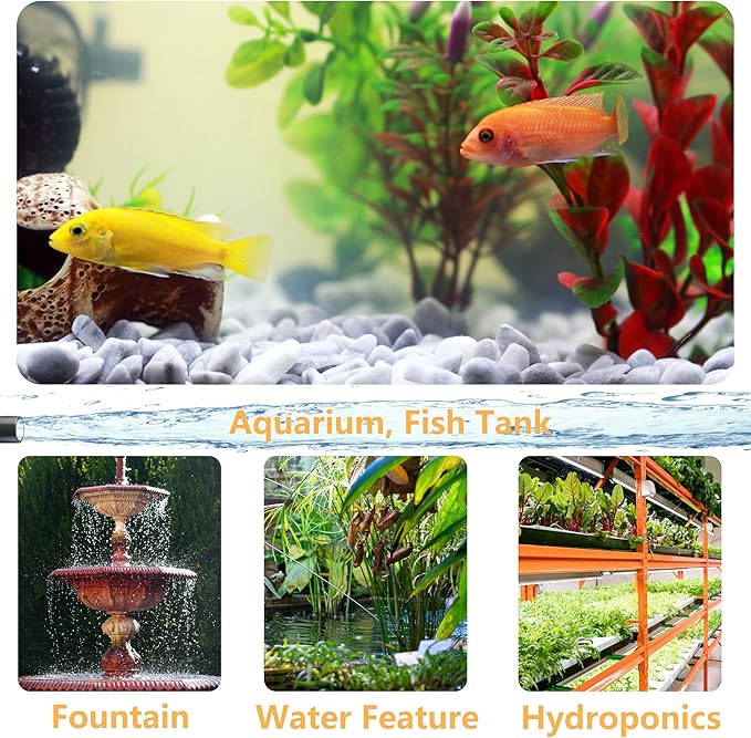 alizzy 50GPH Submersible Water Pump(180L/H, 3w) with USB Plug, Ultra Quiet Water Fountain Pump with 2.6ft. High Lift and 5ft. wire for Aquarium, Fish Tank, Water Feature, Pet Fountain and Hydroponics