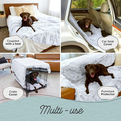 Best Friends by Sheri Calming Shag Cat and Dog Blanket with Non-Skid, Water Resistant Base, Machine Washable, Frost Gray, 60" x 80"