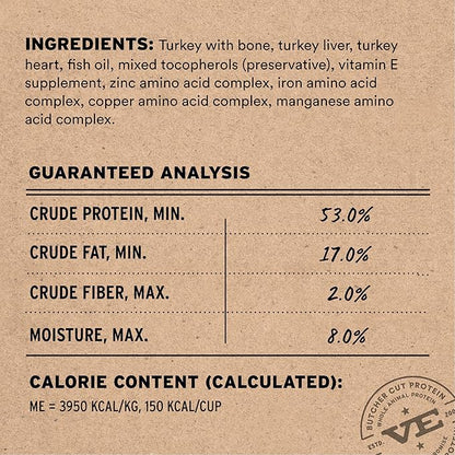 Vital Essentials Freeze-Dried Raw Turkey Meal or Mixer Cat Food Soft Nibs | 99% Turkey, Organs & Bone | 12 oz