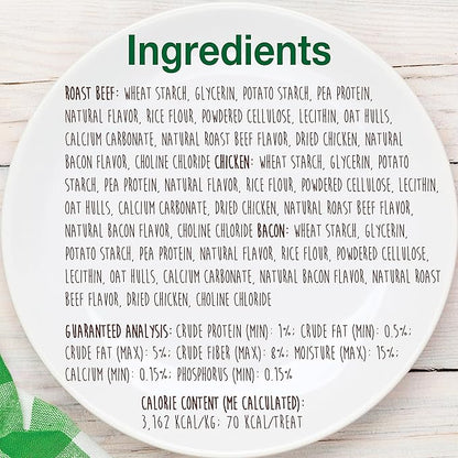 Nylabone Healthy Edibles Natural Dog Chews Long Lasting Chew Treats for Dogs, Roast Beef & Chicken Flavor, X-Small/Petite (3 Count)