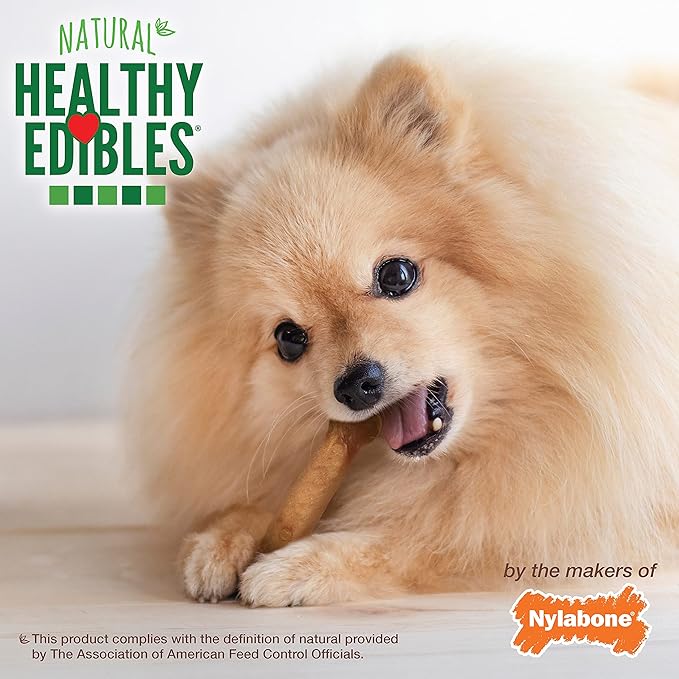 Nylabone Healthy Edibles Natural Dog Chews Long Lasting Chew Treats for Dogs, Roast Beef & Chicken Flavor, X-Small/Petite (3 Count)