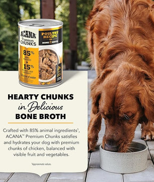 ACANA Premium Chunks in Bone Broth Grain-free Wet Dog Food Poultry Recipe 12.8oz Cans (12 Count)