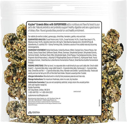 Kaytee Granola Bites with Superfoods Spinach and Carrot for Rats, Mice, Hamsters, Gerbils, Rabbits, Guinea Pigs and Chinchillas, 4.5oz (Pack of 2)