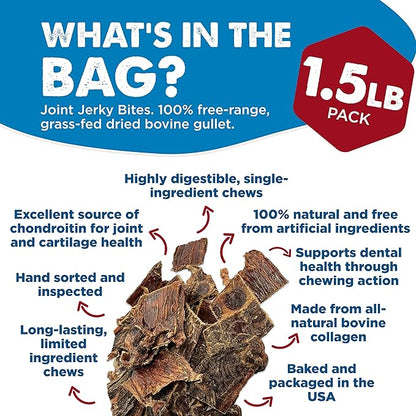 Best Bully Sticks Joint Jerky Gullet Bites - 1.5 lb (Pack of 1) - All-Natural Beef Snack