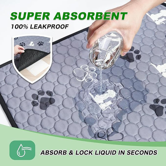 Washable Pee Pads for Dogs, 4 Pack Absorbent Reusable Training Dog Pads Pet Puppy Pads, Non-Slip Potty Pads for Whelping, Playpen, Crate, Bed, Grey 18"x24"