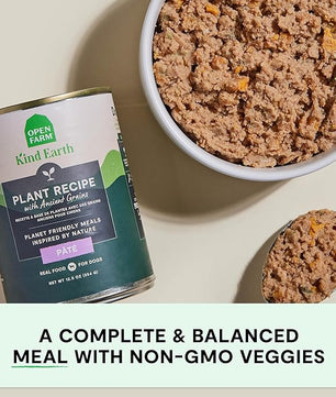 Open Farm Canned Dog Food, Plant Based Paté for Complete & Balanced Nutrition, Non-GMO Ancient Grains, Lentils and Vegetables, Plant Based Recipe, 12.5oz Cans (Pack of 12)