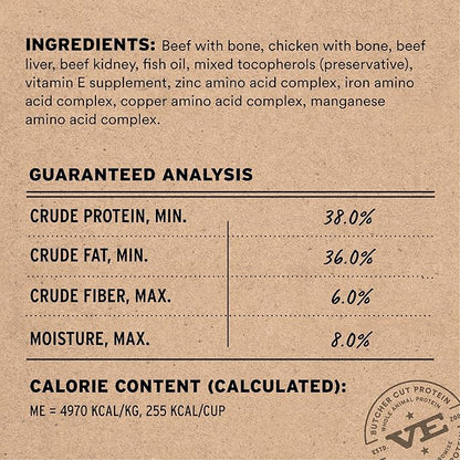 Vital Essentials Freeze-Dried Raw Beef & Chicken Meal or Mixer Cat Food Crunchy Nibs, 12 oz