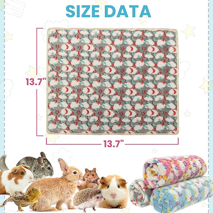 CUSOZWO Guinea Pig Bedding Mat - 3 Pack Waterproof Washable Rat Cage Liner Bedding Accessories Soft Fleece Blankets for Rat, Rabbit, Chinchilla, Hedgehog, Ferret, Hamster, Small Animals