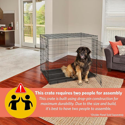 MidWest Homes for Pets Solutions Series XXL Double Door 54-Inch Dog Crate for the Largest Breeds, Sturdy Drop Pin Assembly, Black E-Coated, SL54DD