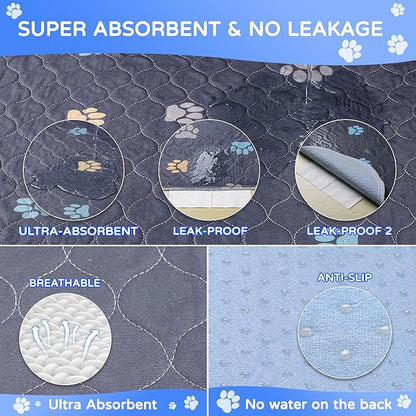 Aitmexcn Washable Puppy Dog Pee Pad, 2PCS 100% Waterproof Whelping Training Mat for Puppy/Senior Dog, Fast Drying Reusable Puppy Pads for Indoor, Outdoor and Car Travel- 48'' x 48'',Gray