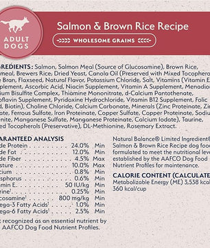 Natural Balance Limited Ingredient Adult Dry Dog Food with Healthy Grains, Salmon & Brown Rice Recipe, 12 Pound (Pack of 1)