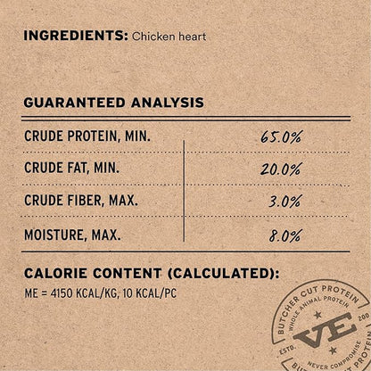 Vital Essentials Chicken Hearts Dog Treats, 3.75 oz | Freeze-Dried Raw | Single Ingredient | Premium Quality High Protein Training Treats | Grain Free, Gluten Free, Filler Free