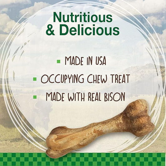 Nylabone Healthy Edibles WILD Natural Dog Chew Treats for Large Dogs, Long Lasting Dog Chew Bones Made in USA, Bison Flavor, For Dogs Up to 50 lbs. (1 Count)