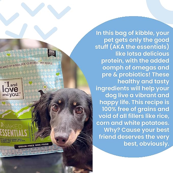 I and love and you Naked Essentials Dry Dog Food - Lamb + Bison - High Protein, Real Meat, No Fillers, Prebiotics + Probiotics, 40lb Bag