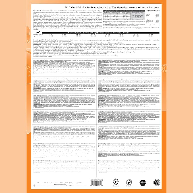 Canine Caviar - Special Needs: Chicken & Brown Rice Alkaline Dry Dog Food, Limited Ingredients, Gluten-Free, Based on Science & Research, Veterinary Alternative Diet (22 Pound Bag)