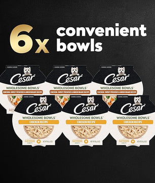 Cesar Wholesome Bowls Adult Wet Dog Food, Chicken Recipe and Chicken, Sweet Potatoes & Green Beans Recipe Variety Pack, 3 oz. (6 Count, Pack of 1)