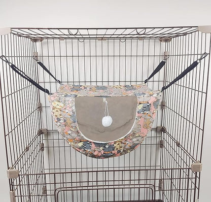 JSPYFITS Cat Cage Hammock,Double Layer Hanging Adjustable Soft Pet Bed Suitable for Kitten Ferret Puppy Rabbit or Small Pet,Hanging Bed for Pets,2 Level Indoor Bed for Any Season Pink Cat