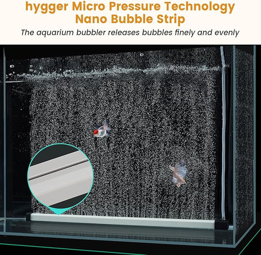 hygger Aquarium Bubble Strip, Nano Air Bubble Curtain Wall Aquarium Air Stone Kit, Quiet High Dissolved Oxygen Diffuser Fish Tank Bubbler Decorations for Freshwater Saltwater (5.9 Inch)