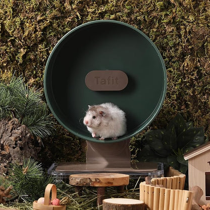 Quiet Hamster Wheel 10.2 Inch Dual-Bearings Silent Small Animals Running Exercise Wheel Height Adjustable for Syrian Hamsters, Gerbils, Rats, or Other Small Pets, Avocado Green