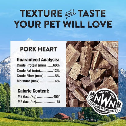 Northwest Naturals Raw Rewards Freeze-Dried Pork Heart Treats for Dogs and Cats - Bite-Sized Pieces - Healthy, 1 Ingredient, Human Grade Pet Food, All Natural, Proudly Made in USA, 3 Oz