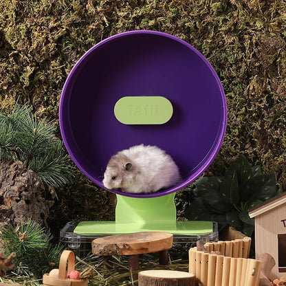 Silent Hamster Wheel 8.7 Inch Dual-Bearings Small Animals Quiet Running Exercise Wheels, Height Adjustable for Dwarf Hamsters, Gerbils, Mice, Hedgehog, or Other Small Pets, Grape Purple
