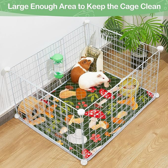 2 Pack Guinea Pig Bedding, Washable Guinea Pig Cage Liner Reusable Guinea Pig Mat Waterproof Guinea Pig Bedding for Cage, Super Absorbant Guinea Pig Pee Pads for Small Animals Hamster Rabbit Squirrel