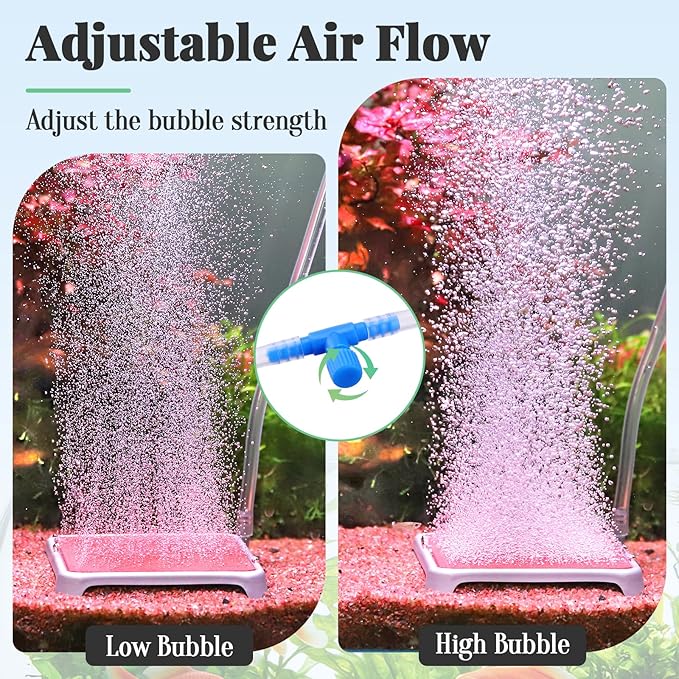 hygger Aquarium Air Stone, 2.44 Inch Nano Air Stone Make Super Tiny Bubble, Ultra Quiet Dissolved Oxygen Diffuser Small Airstone with Stainless Steel Base for Aquarium, Fish Tank & Hydroponic, Square