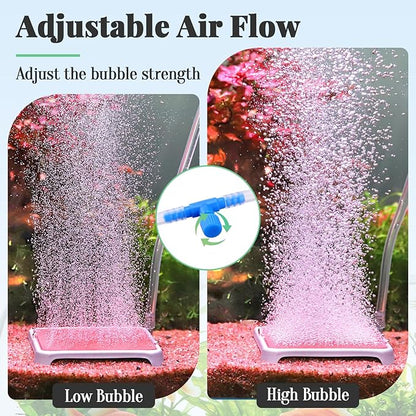 hygger Aquarium Air Stone, 1.65 Inch Nano Air Stone Make Super Tiny Bubble, Ultra Quiet Dissolved Oxygen Diffuser Small Airstone with Stainless Steel Base for Aquarium, Fish Tank & Hydroponic, Square