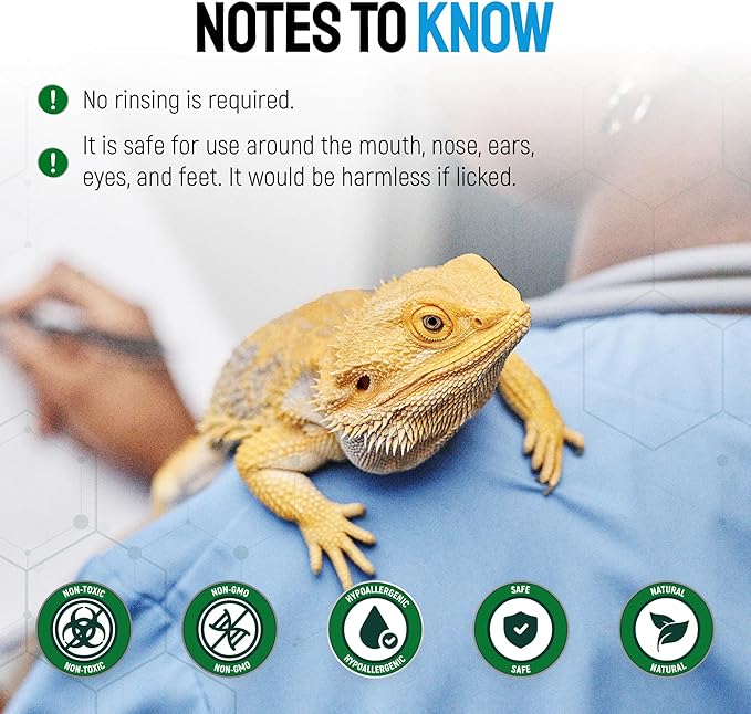 Reptile Wound Care Spray with Silver – for Wounds, Cuts, Scale Rot, Burns, Sores, Irritation, Abnormal Shedding – Topical Spray for Lizards, Bearded Dragons, Iguanas, Snakes, Geckos & Turtles – 4 Oz