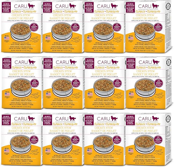 Caru Classics Chicken Stew for Dogs, Natural Adult Wet Dog Food With Added Vitamins & Minerals, Free From Grain, Wheat And Gluten (Case of 12)