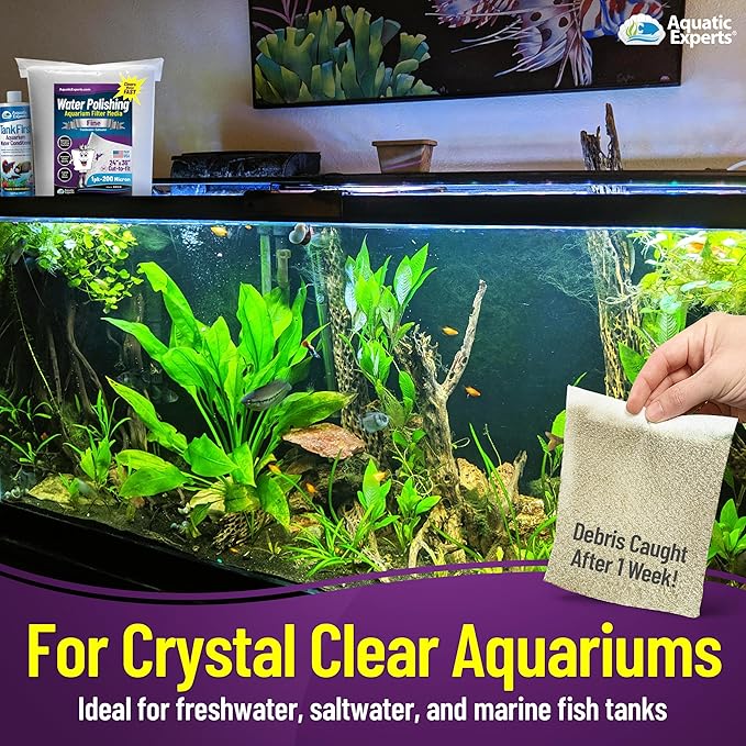 Aquatic Experts Aquarium Polishing Filter Pad, Water Polishing Pad for Aquarium Filters, Filter Floss for Fish Tank Filters, (50 Micron, 24" x 36" - 1 Pack)