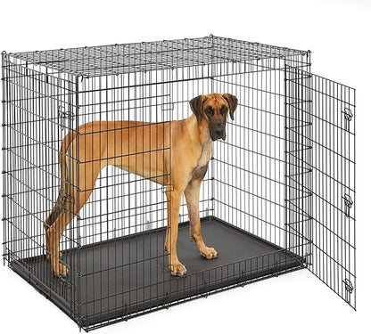 MidWest Homes for Pets Solutions Series XXL Double Door 54-Inch Dog Crate for the Largest Breeds, Sturdy Drop Pin Assembly, Black E-Coated, SL54DD