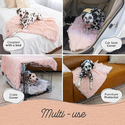 Best Friends by Sheri Calming Shag Dog Blanket – Ultra Soft Faux Fur Pet Throw, Anxiety-Relief, Lightweight Warm Bed Cover for Dogs and Cats, Machine Washable, Cotton Candy Pink, 30" x 40"