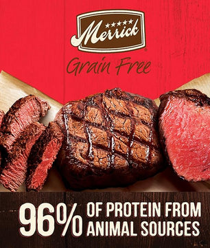 Merrick Grain Free Premium And Natural Canned Dog Food, Soft And Healthy Wet Recipe, Real Beef Lamb And Bison - (Pack of 12) 12.7 oz. Cans
