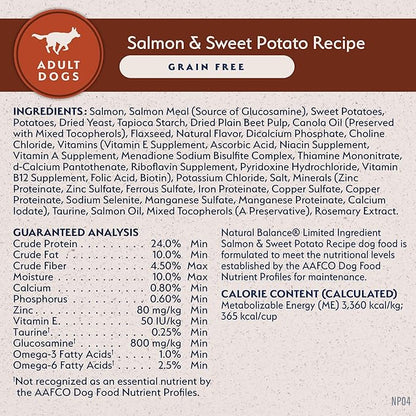 Natural Balance Limited Ingredient Grain Free Salmon & Sweet Potato Dry Dog Food, Sensitive Stomach, 4 lb (Pack of 1)