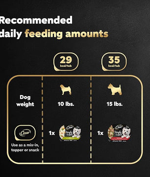 Cesar Simply Crafted Adult Wet Dog Food Meal Topper, Chicken, Carrots, Potatoes & Peas and Beef, Chicken, Purple Potatoes, Green Beans & Red Rice Variety Pack, 1.3oz. (8 Count, Pack of 2)