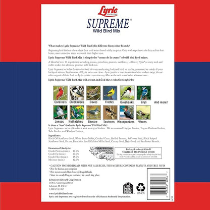 Lyric Supreme Wild Bird Seed, Wild Bird Food Mix with Nuts and Sunflower Seeds, 20 lb. Bag
