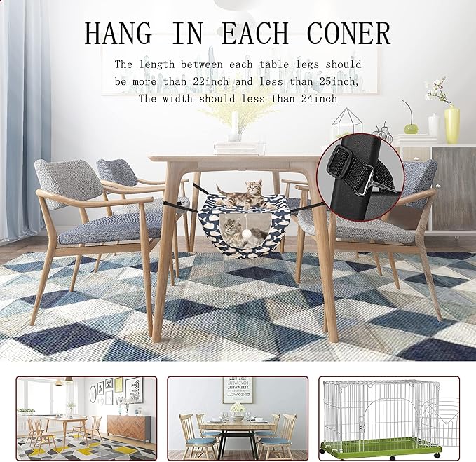 JSPYFITS Cat Cage Hammock with Ball,Double Layer Hanging Adjustable Soft Pet Bed Suit for Kitten Ferret Puppy Rabbit or Small Pet, 2 Level Indoor Bed for All Season(Blue Whale)