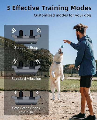 Bousnic Dog Shock Collar with Remote - [New Edition] 4000FT Dog Training Collar for Large Medium Small Dogs (8-120lbs) Waterproof Rechargeable E Collar with Beep, Vibration, Safe Shock (Grey)