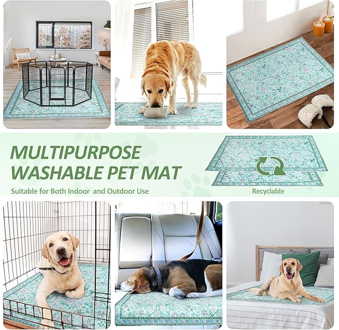 Washable Pee Pads for Dogs, 2 Pack Super Absorbent Reusable Puppy Pads with Colorful Flowers Patterns for Potty Training, Floor, Couch, Bed, and Crate,18"x 24"